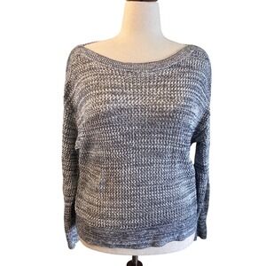 Grey Summer Sweater Cotton Pullover Sweater Crew Neck Large